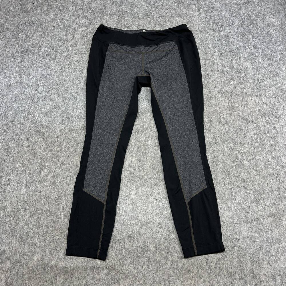 PrAna Leggings Womens L Black Gray Colorblock Ankle Zip Pocket Yoga Running